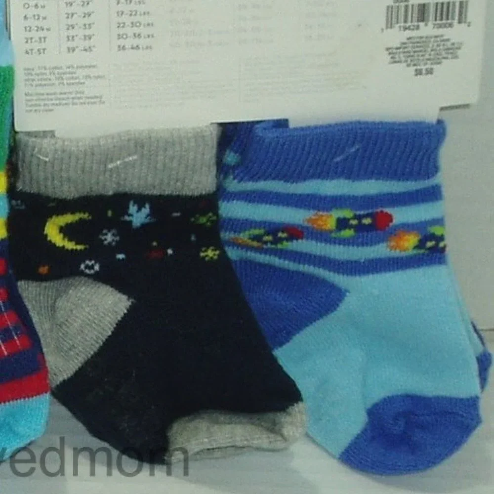 Boys Crew Socks Monster Rocket Stars Moon Peds Growing Lot 10 pair